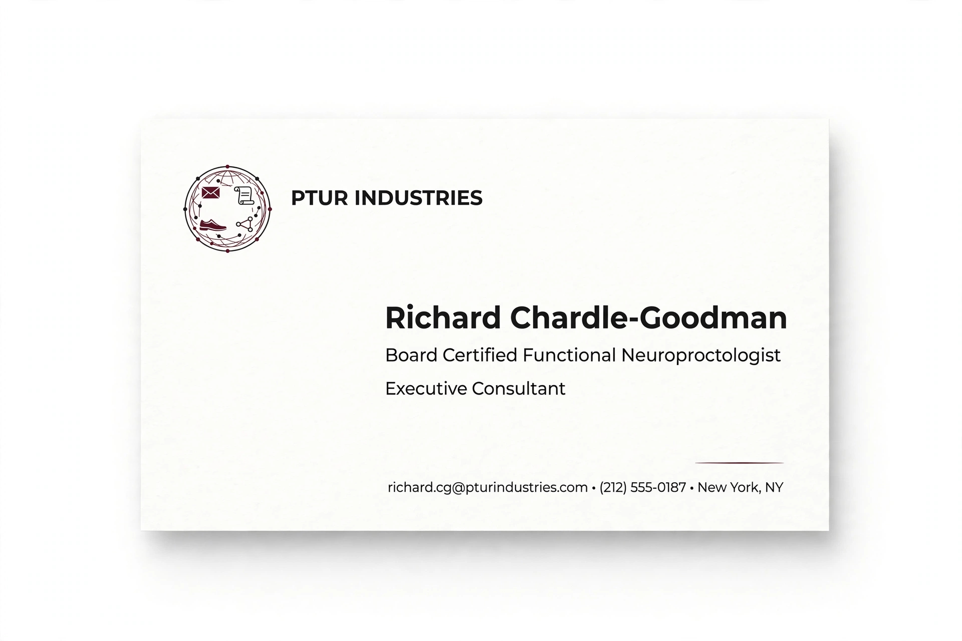 Ptur Industries business card